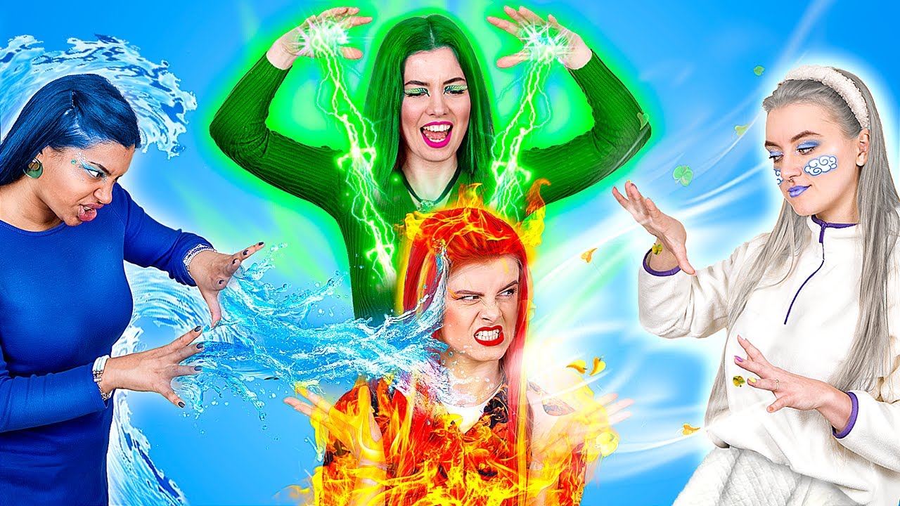 Garota Fogo, Água, Ar e Terra! Pegadinhas com os Quatro Elementos