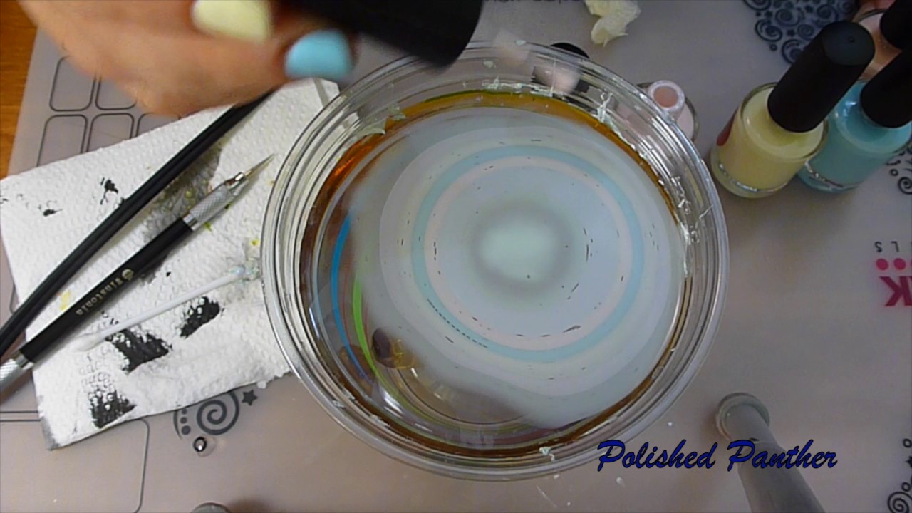 First ever watermarble on Creative Shop Galaxy Stampers using BravesDiva Polish