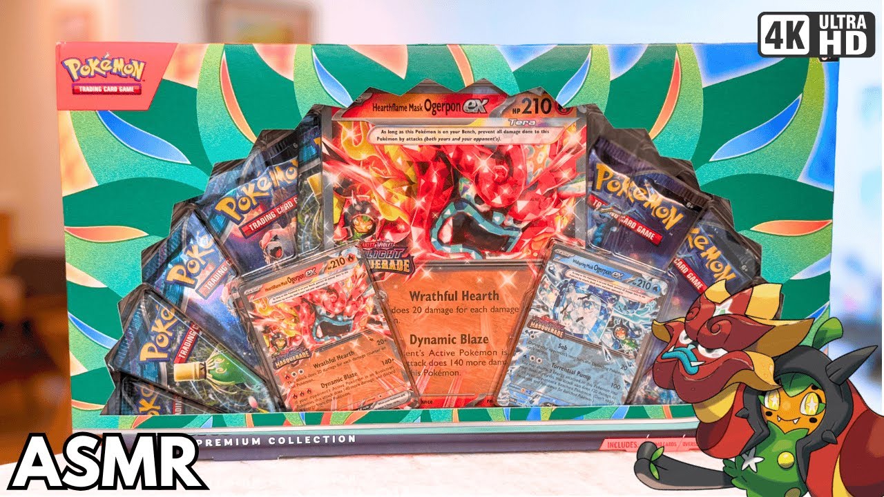 ASMR | Relaxing Pokemon Card Opening for Sleep ✨ Ogerpon Mask Premium Collection 4K Soft Whispers