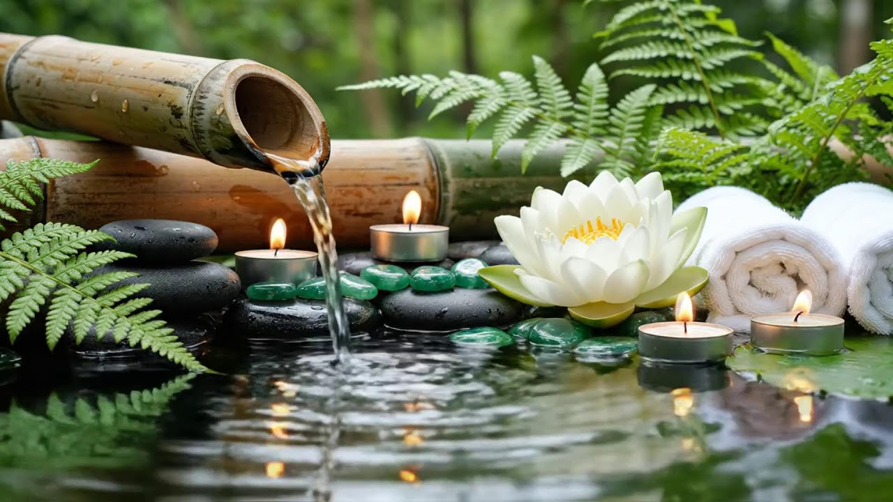 Soothing Spa Piano + Bamboo Water Sounds 🌿 Insomnia Relief, Anxiety Depression