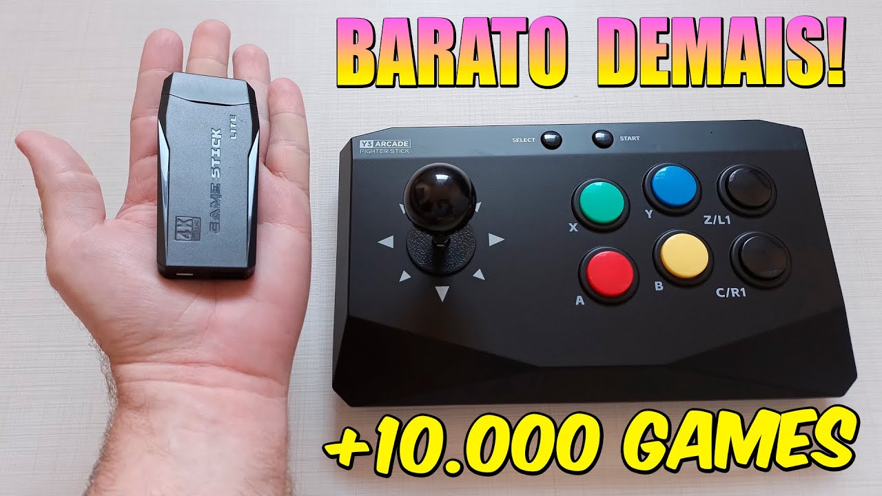 Novo GAME STICK Y3 com DOIS Controles Arcade e 10 MIL JOGOS Vale a Pena?