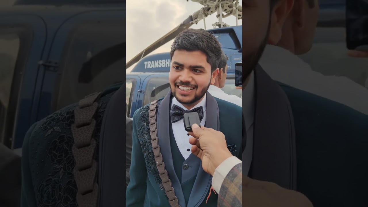 हेलीकॉप्टर से बरात लेकर पहुंचा وصل عريس الجالية المسلمة في كايامخاني مع موكب الزفاف بطائرة هليكوبتر