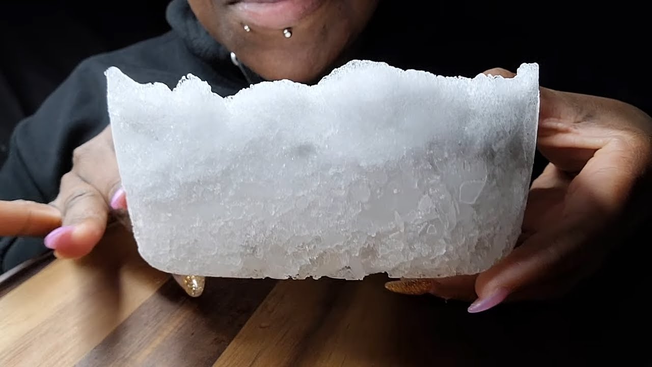 HUGE REFROZEN BLOCK | SHAVE | CRUSHED| POWDERY | #iceeating #asmr #asmrice