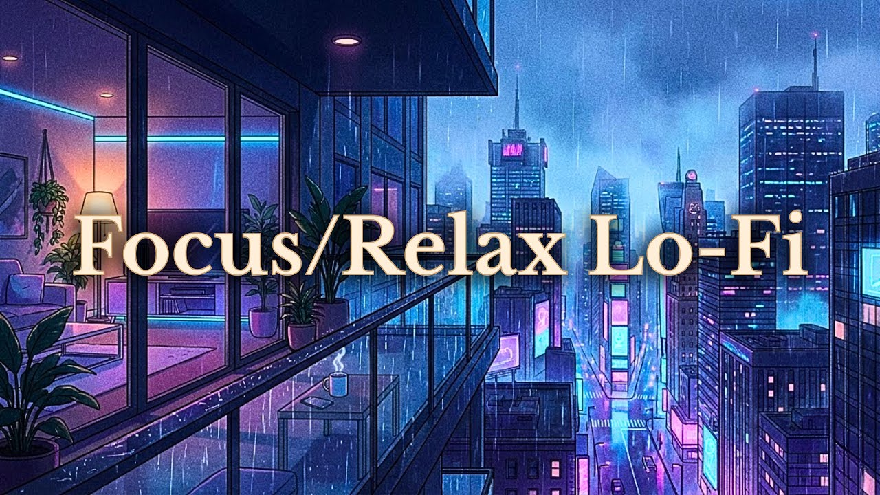 New York Night Lofi 🌆 Rainy Skyline & Cozy High-Rise Balcony ☔ | Lofi Rain Playlist