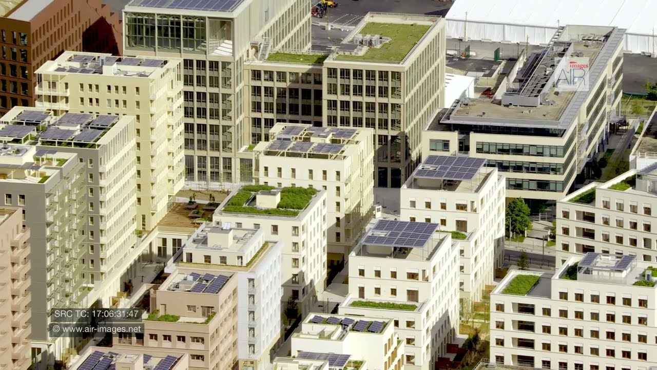 Aerial footage / The Olympic Village of Paris 2024 in Saint-Denis, Saint-Ouen (93 Seine-Saint-Denis)
