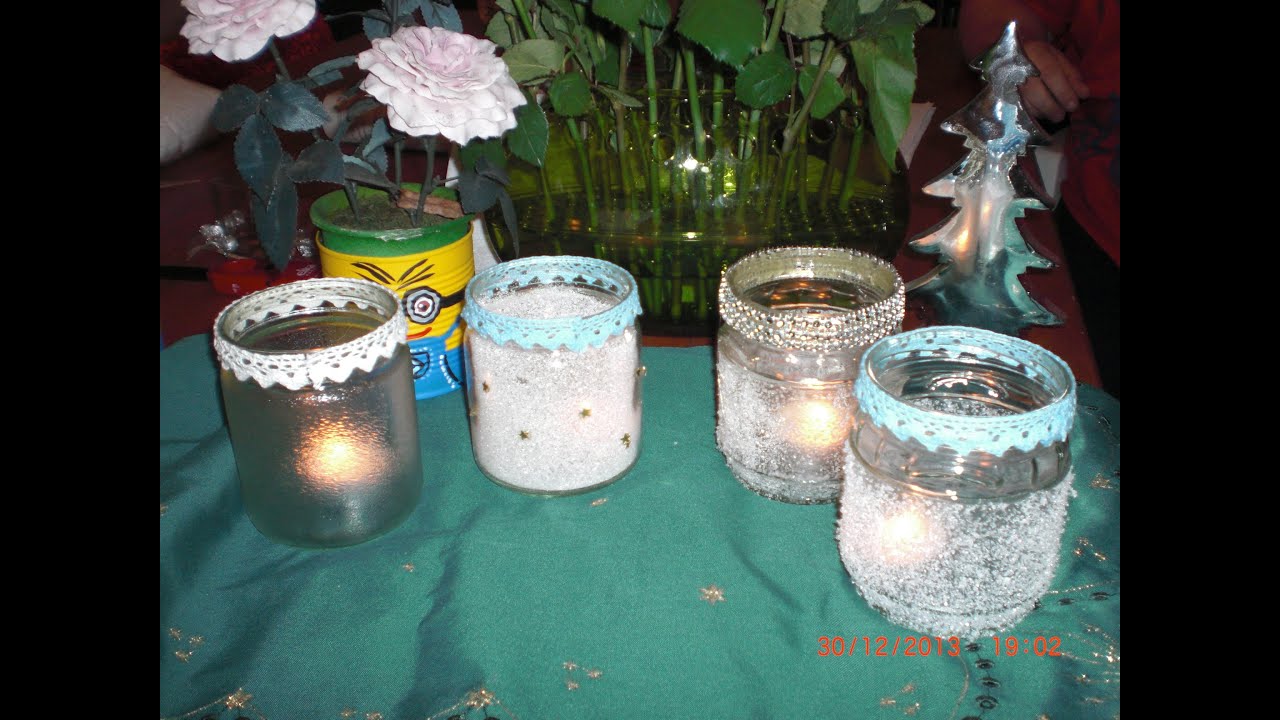 DIY - 4 Varianten / Ideen - gefrostete geeiste Windlichter Gläser ganz einfach selber machen