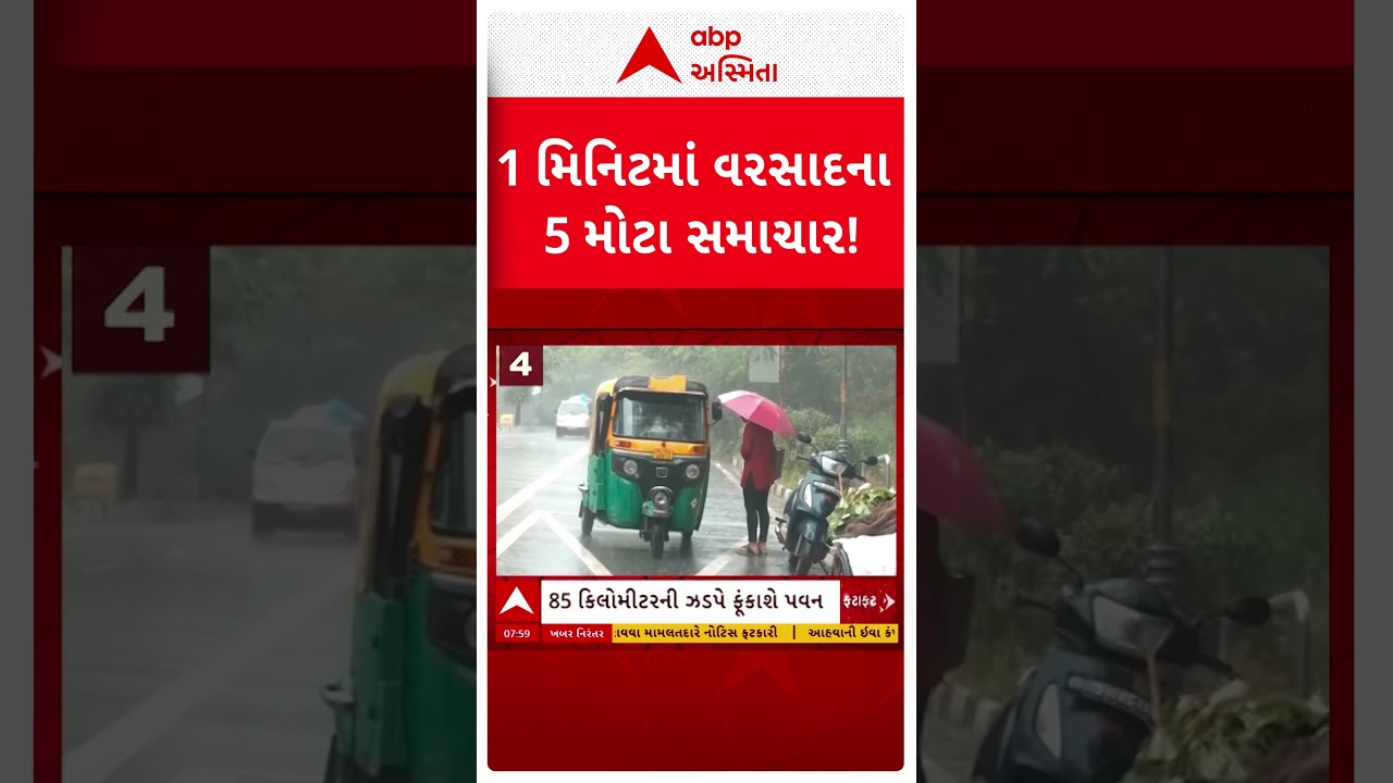 Monsoon 2026 | 1 મિનિટમાં જુઓ વરસાદના 5 મોટા સમાચાર | ABP Asmita