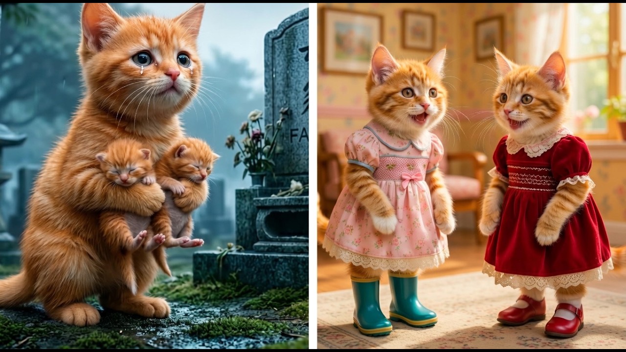 Brave Orphan Kitten Raises Newborn Twin Kittens #BraveKitten #KittenRescue #MomCat