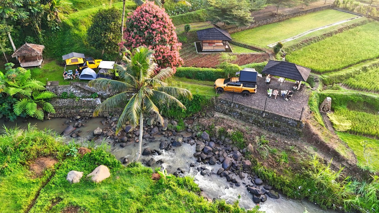 Camping Keluarga di TIKUMASENG, Cijeruk, Bogor | Tepi Sungai dan Sawah | #인도네시아캠핑 |