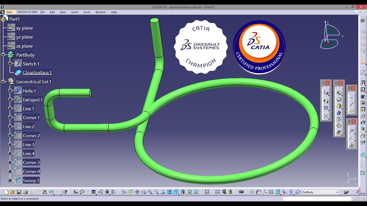 How to create a Safety Spring model using Generative Shape Design and CATIA Part Design 101