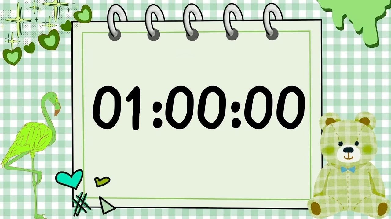 1 Hour 💚 Green Aesthetic Study Timer | Cozy Notebook Pomodoro & Focus ⏰🍃