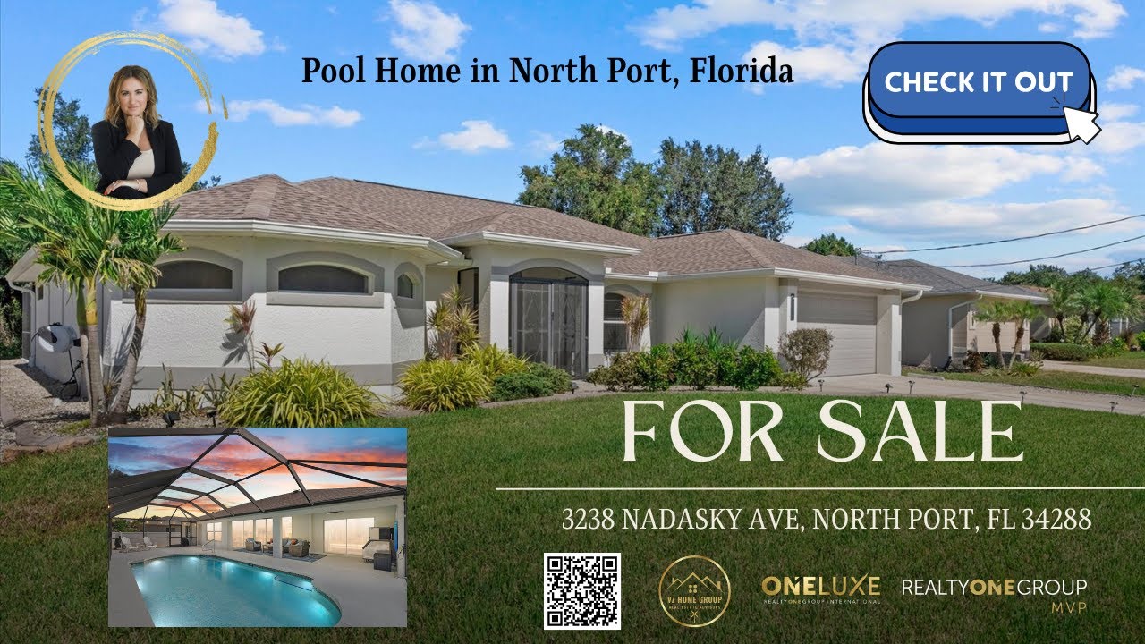 Pool home on double acre lot in North Port, Florida! 3238 NADASKY AVE, NORTH PORT, FL 34288