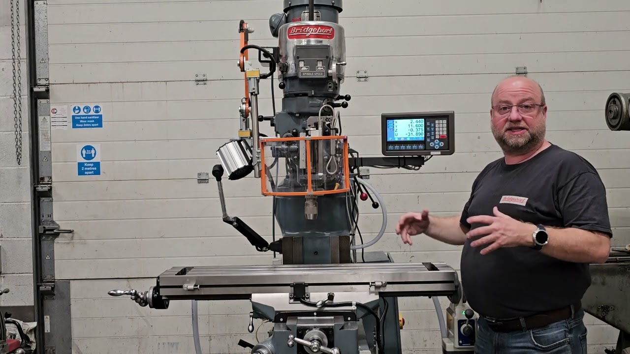 Bridgeport Milling machine rebuilt with 4 axis Digital readout system