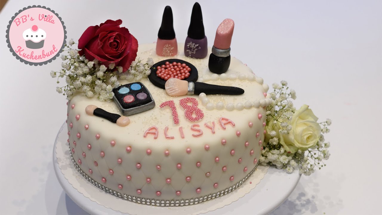 Motivtorte Schminke - step by step Make up cake mit Sahne/Schmand und Erdbeeren #motivtorte #Make up