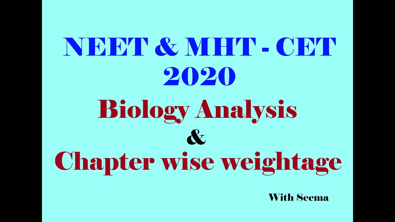 NEET, MHT-CET 2020 / Biology Analysis / Chapter wise weightage