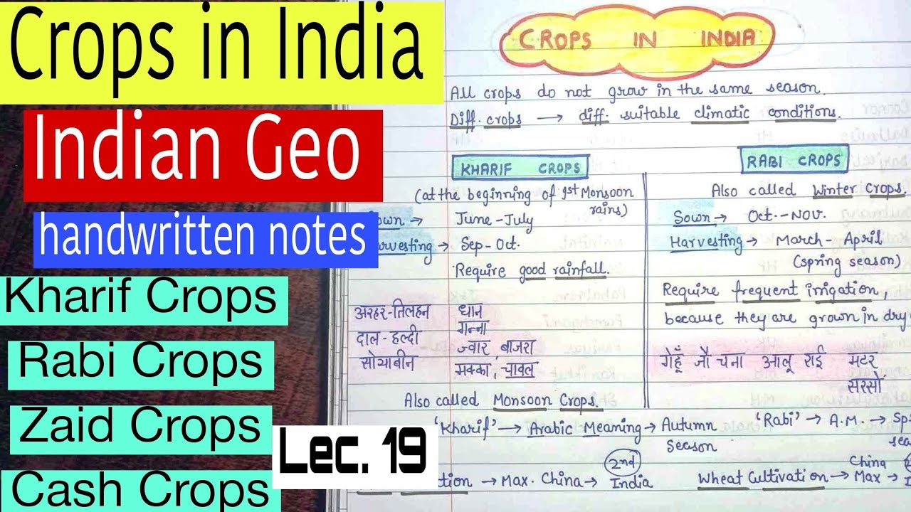 Crops in India || Kharif & Rabi Crops || Zaid & Cash Crops || Lec. 19 || An Aspirant !
