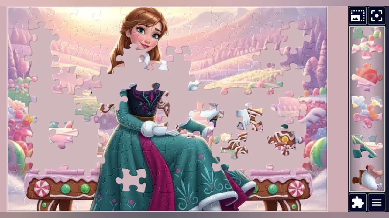 Anna on a Candy-Land Gingerbread Throne👑🌈🍬🍭🍫🍭✨️🪄//jigsaw puzzles🧩🧩//jigsaw puzzles journey🧩🧩//