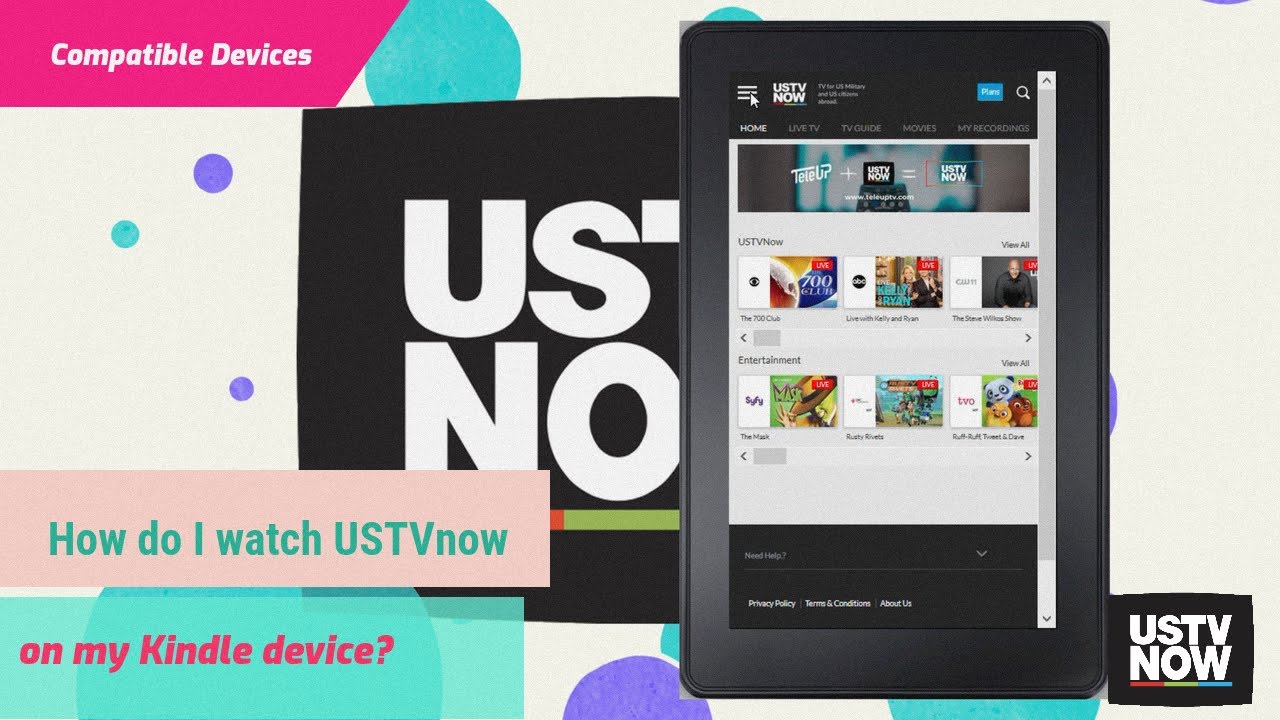 How do I watch USTVnow on my Kindle device?