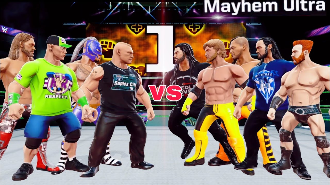 WWE Mayhem Ultra Event: Джон Сина, Брок Леснар и Рей Мистерио и Эдж в действии.