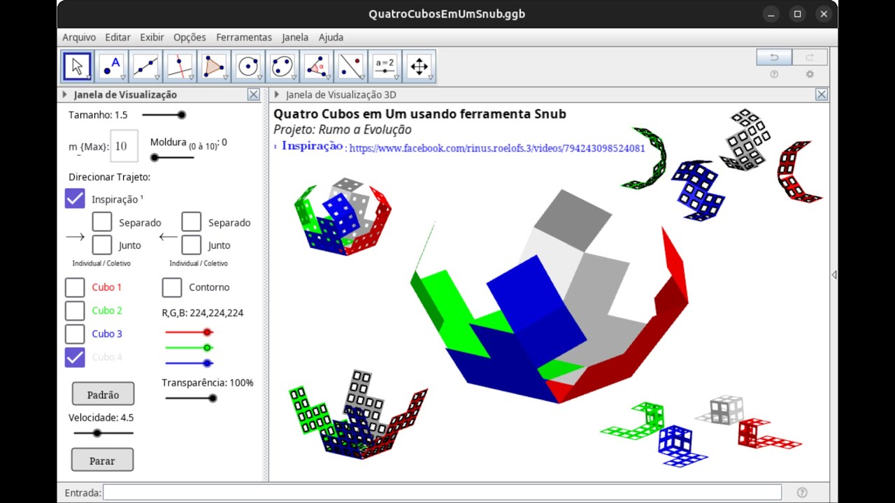 Quatro Cubos e Um usando a ferramenta Snub (Four Cubes and One Using the Snub Tool)