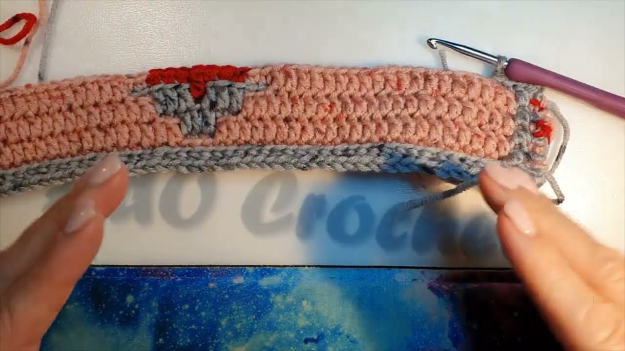 Overlay mosaic crochet with 3 colours, row 5A  method 1