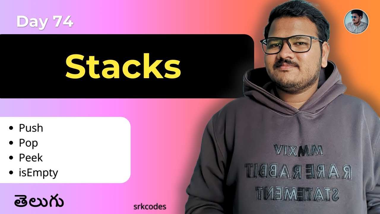 Stack Data Structure Explained in Telugu | Push, Pop, Peek, IsEmpty Operations | srkcodes