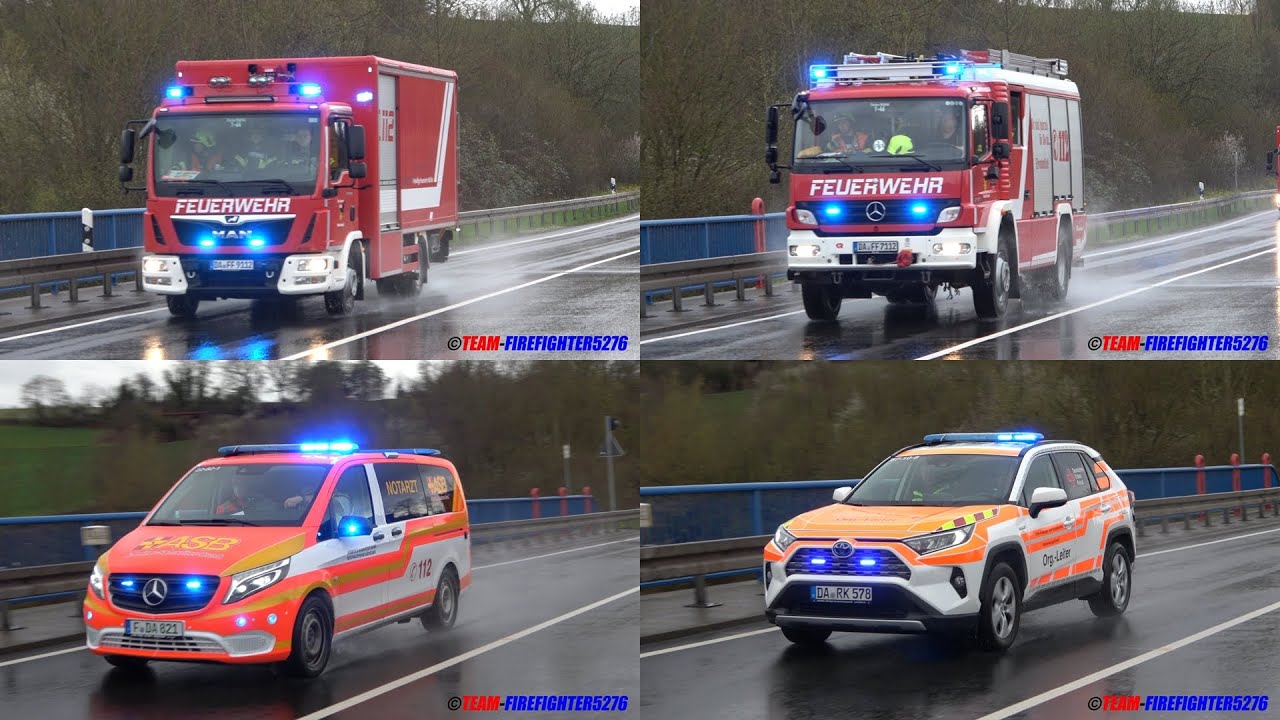 [Schwerer Verkehrsunfall im Lohbergtunnel - Personen eingeklemmt] Feuerwehr Mühltal + Rettungsdienst
