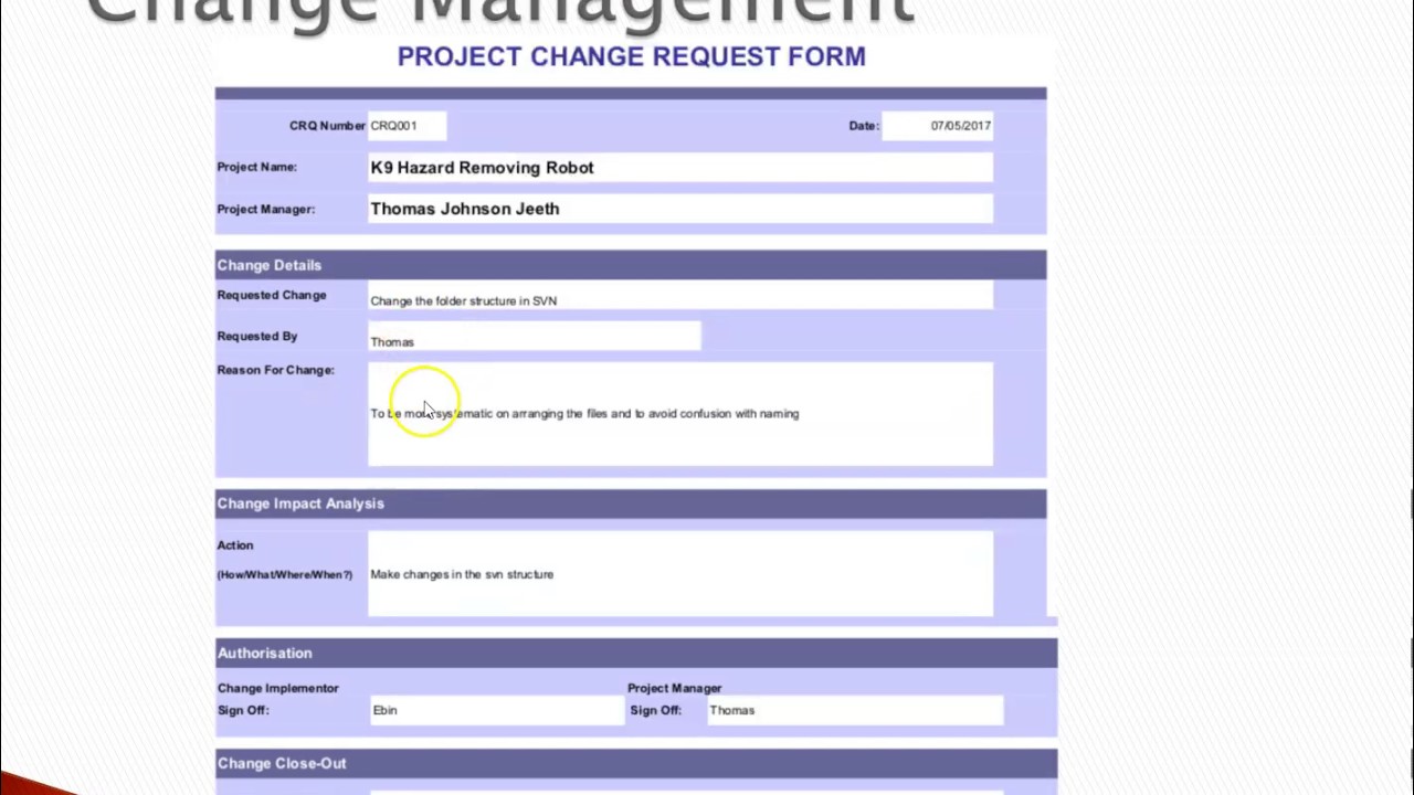 Configuration Management and Quality process assesment 2 - Ebin