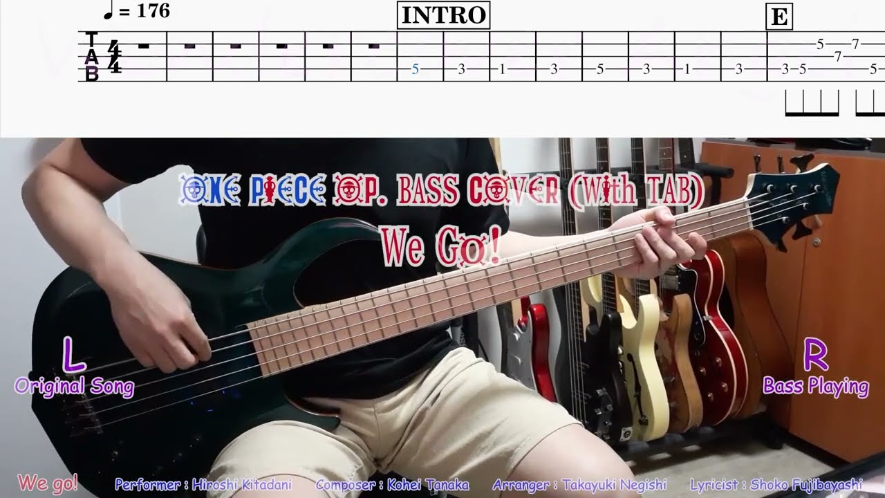 One Piece OP. Bass Cover (with TAB) - We Go!