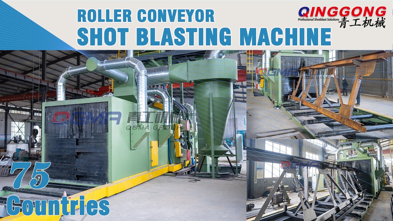 Roller Conveyor Shot Blasting Machine with 16 units Blast Turbines for  structures | Steel Blasting
