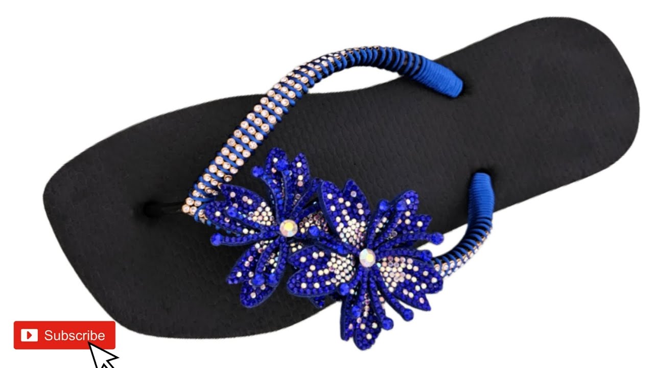 Como customizar correia de chinelo com flor dupla de feltro