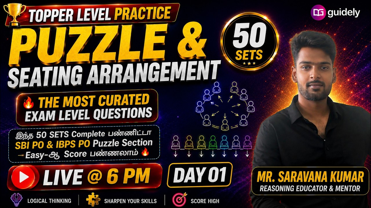 🎯 SBI PO & IBPS PO 2026 | Puzzle & Seating Arrangement Practice | Day 01 | Reasoning Live @ 6 PM