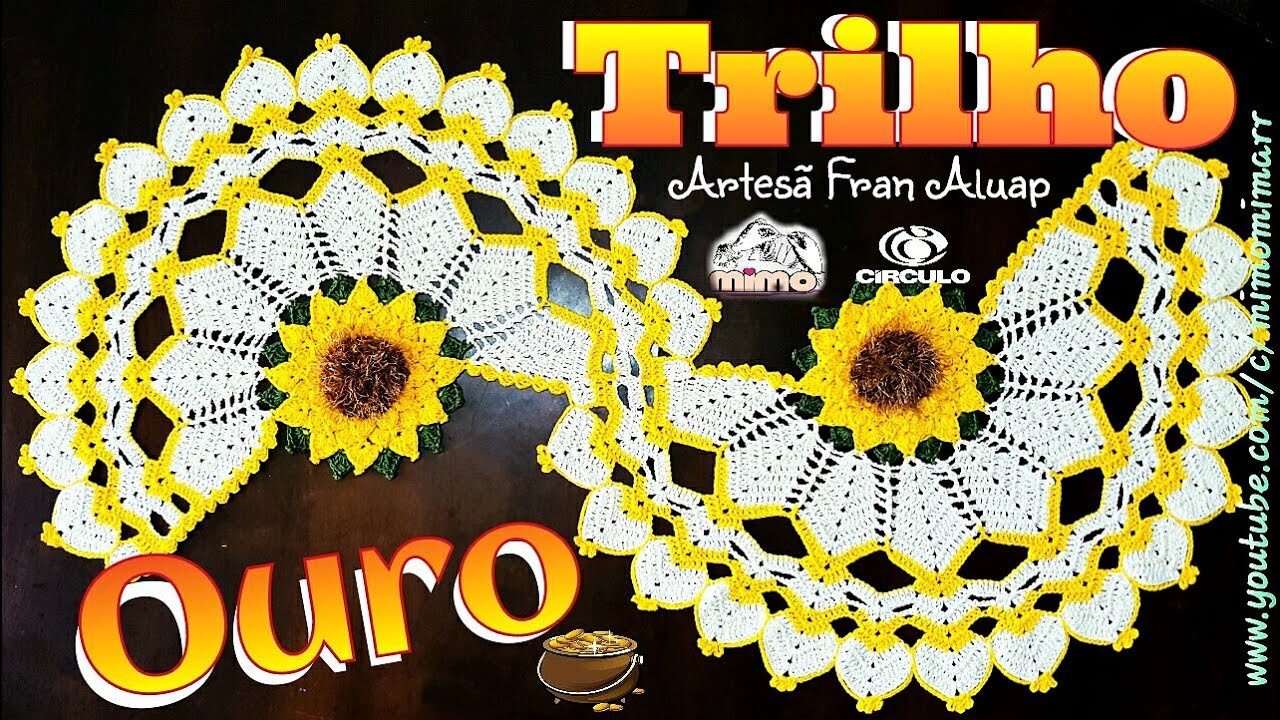 💗 TRILHO OURO EM S - Artesã FRAN ALUAP - trilho crochê com flor ouro passo a passo