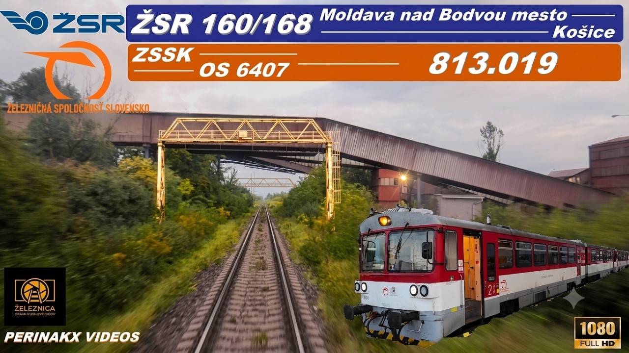 Cabview ► Moldava n. Bodvou mesto - Košice / ŽSR 160 / ZSSK Os 6407 / 813.019 ► Pohľad z kabíny