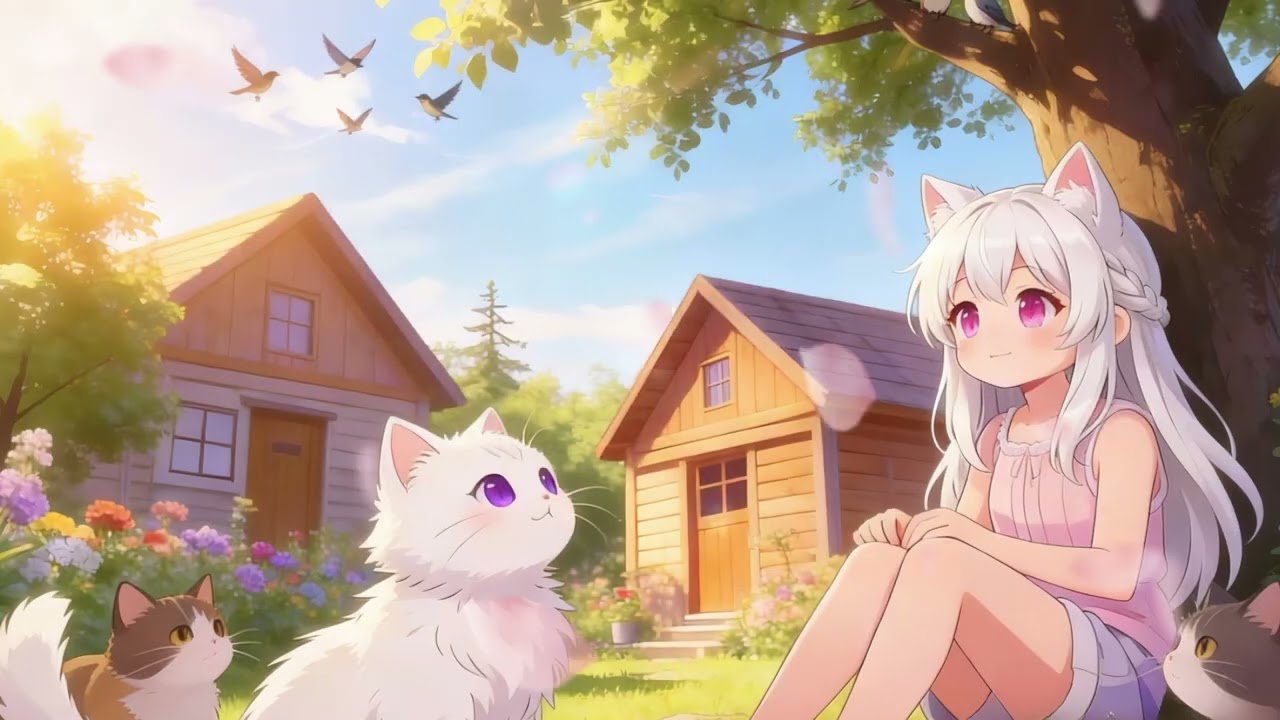 Early Birds Morning in Cozy Cat Village ☀️🐱 | Calm Music for Focus & Gentle Energy