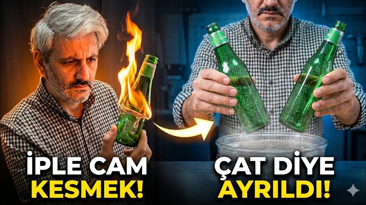 SADECE İP VE KOLONYA İLE CAM ŞİŞE KESİLİR Mİ? ✂️🔥