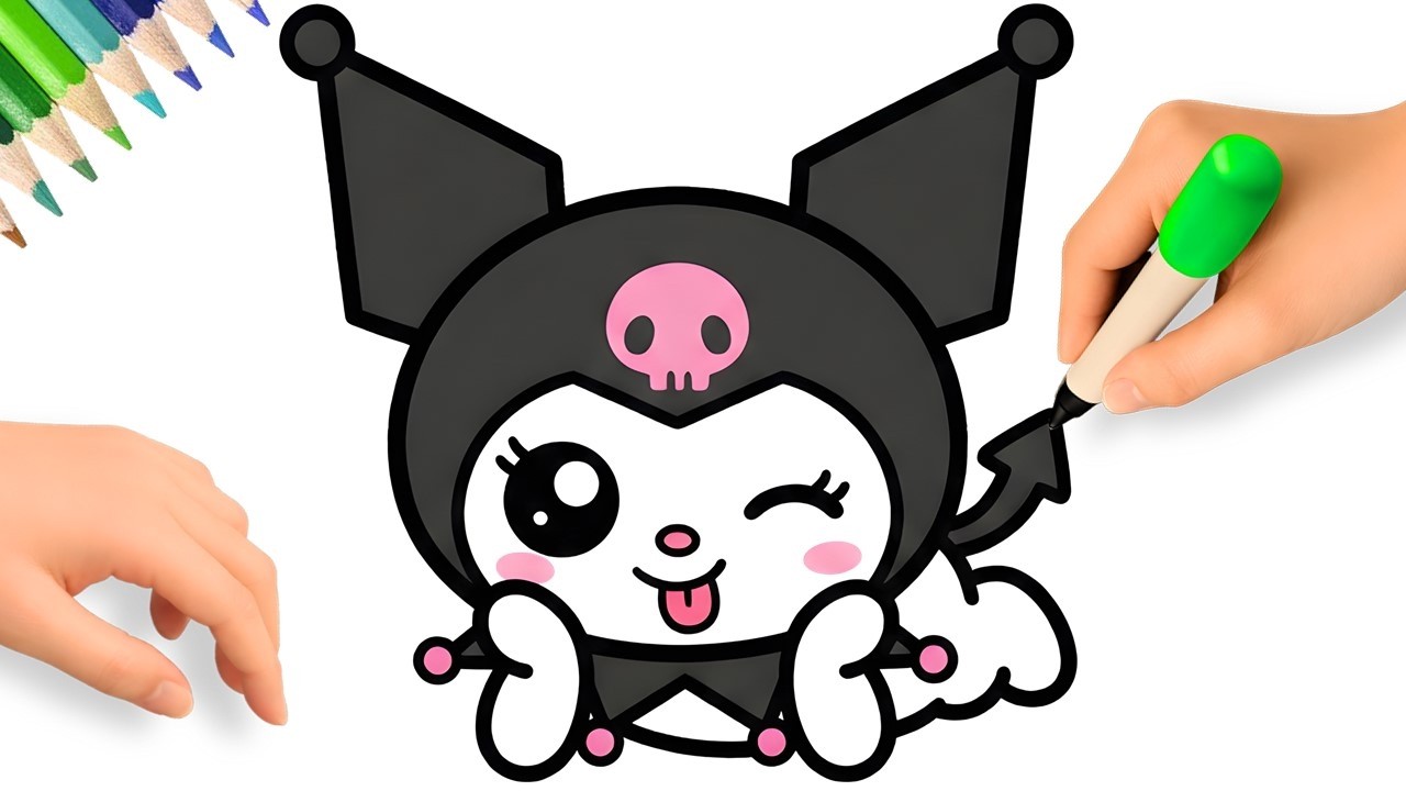 COMO DESENHAR A KUROMI FOFINHA FÁCIL 🖤🎀