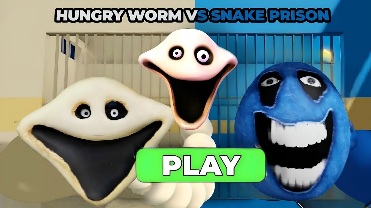 HUNGRY WORM VS SNAKE PRISON RUN! (OBBY) - Fast Hungry Worm Escapes Hungry Prison! | Goat Gaming