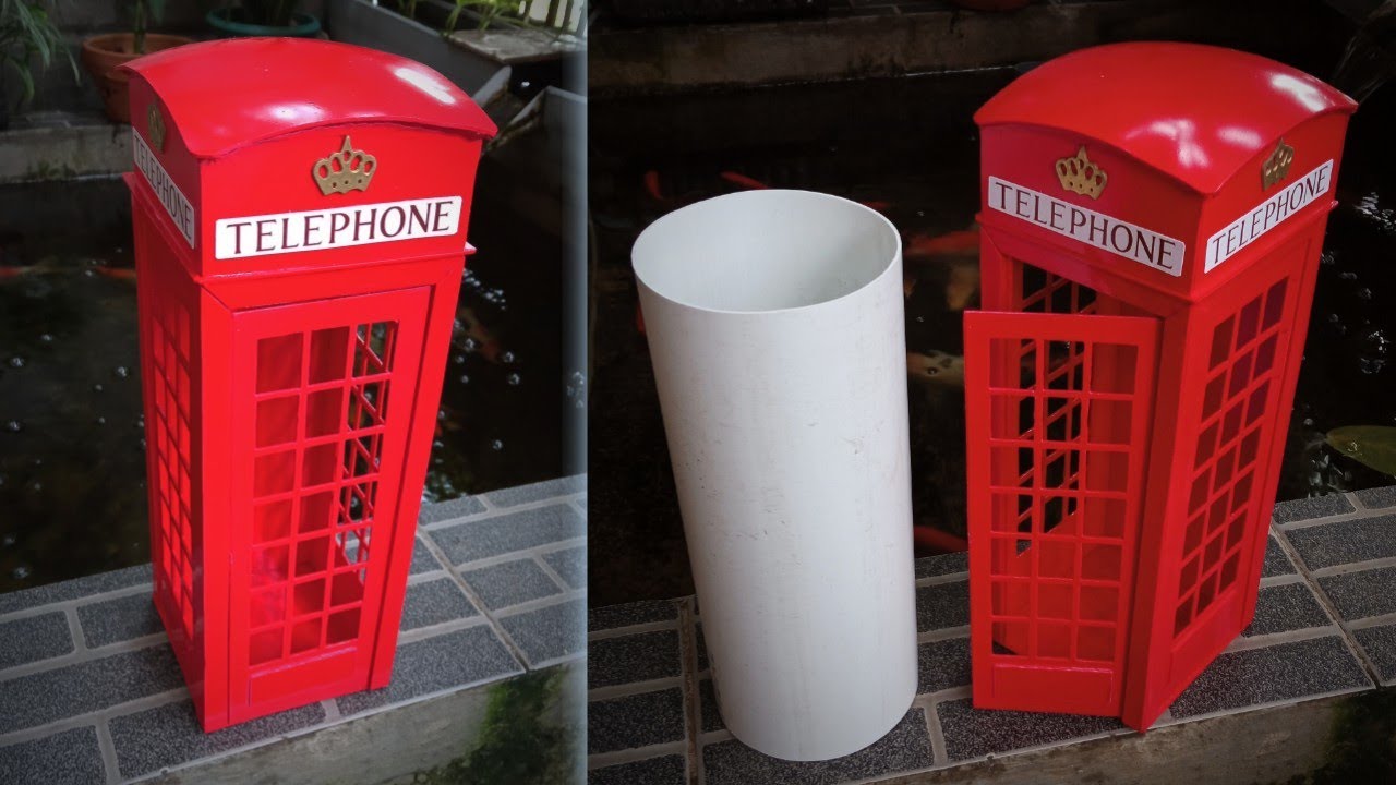 DIY Hiasan Miniatur Telephone Box London dari Pipa PVC
