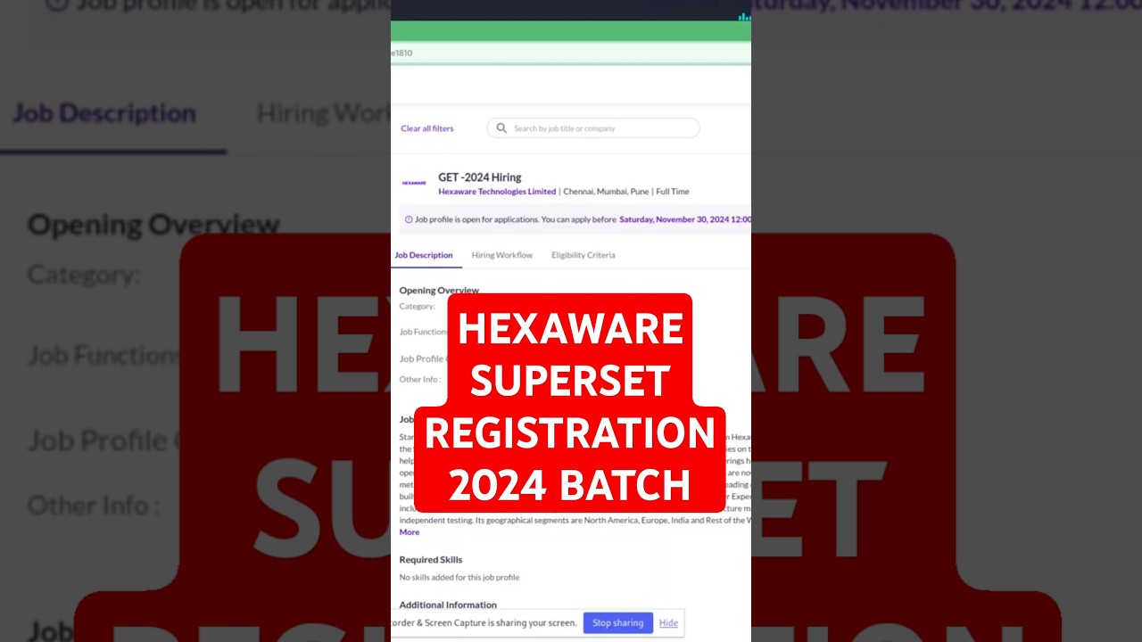 Hexaware Superset Registration #freshers #superset #job #hexaware #hiring #trending #jobopportunity