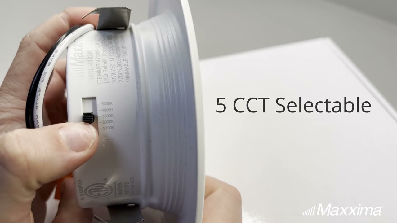 Maxxima 4 in. Retrofit Recessed LED Downlight, 850 Lumens, 5 CCT Color Selectable 2700K-5000K