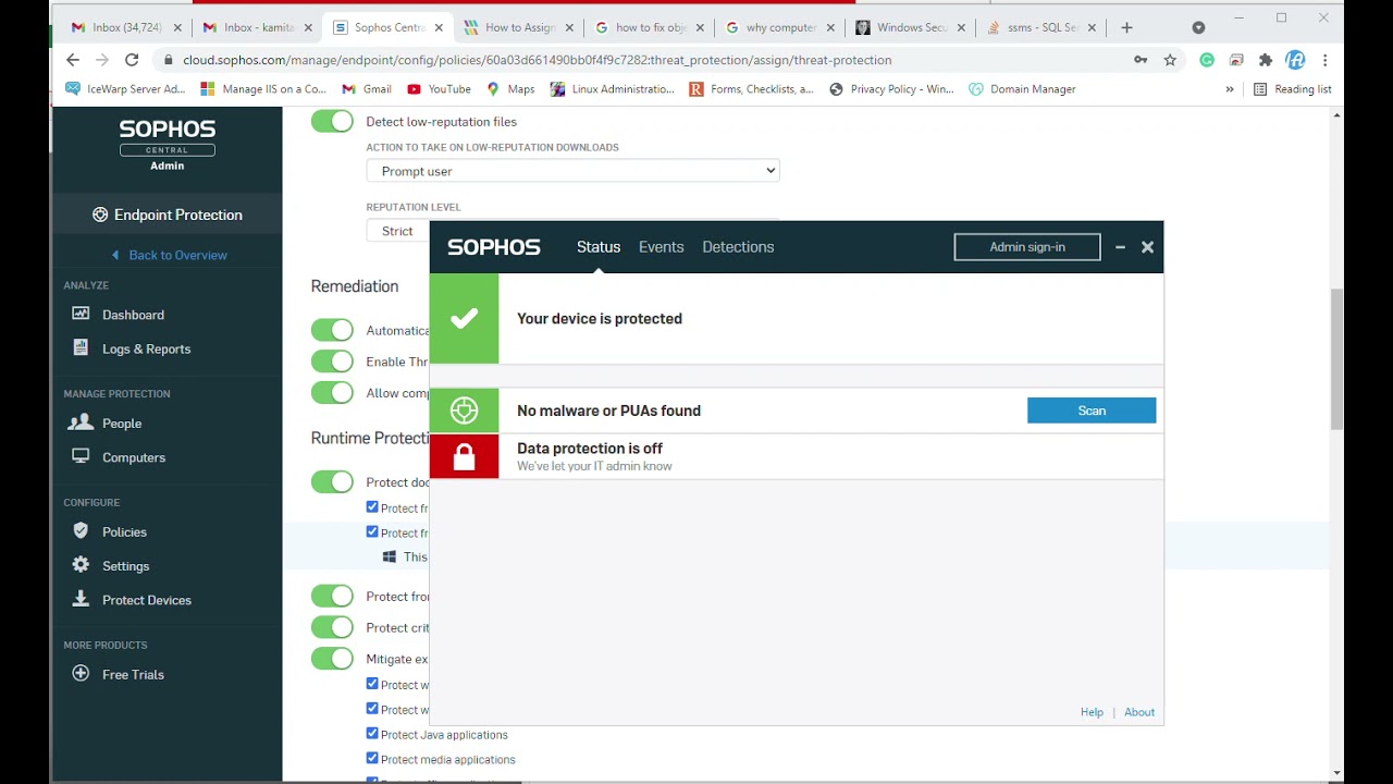Threat Protection Policy Sophos Central Admin