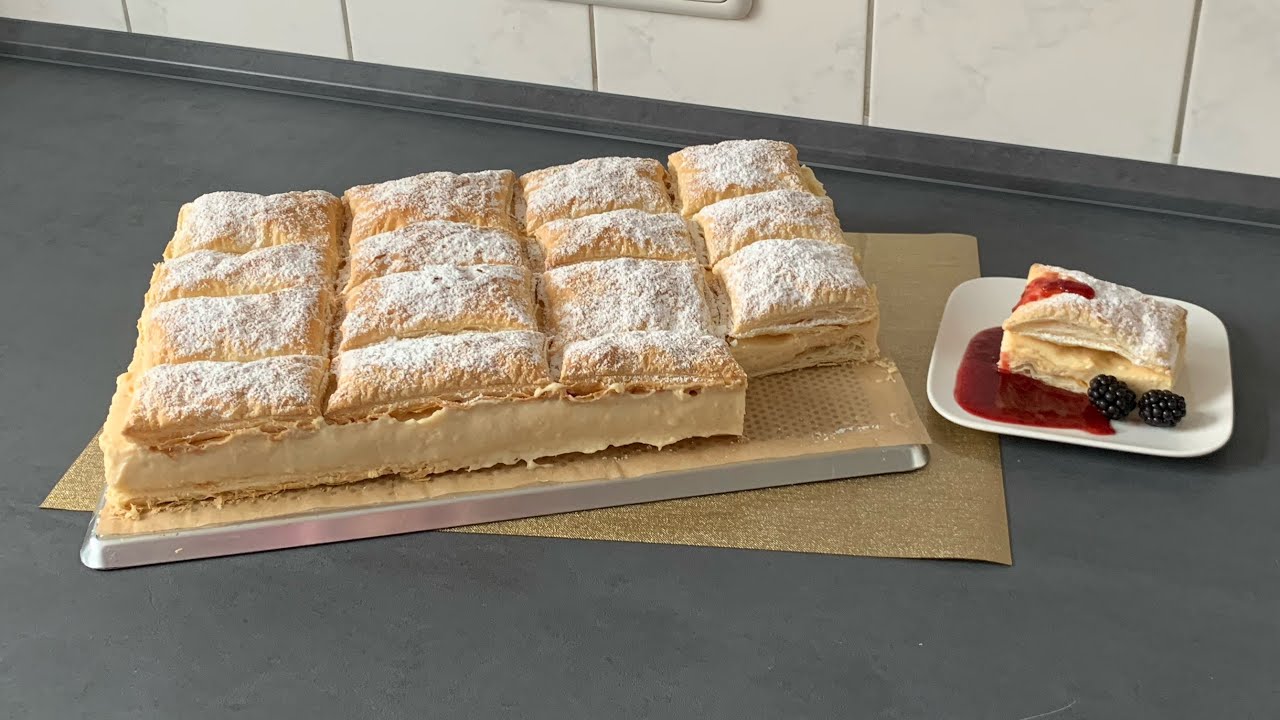 Cremschnitten / Blätterteig Pudding Kuchen / Sommer Kuchen / Simona