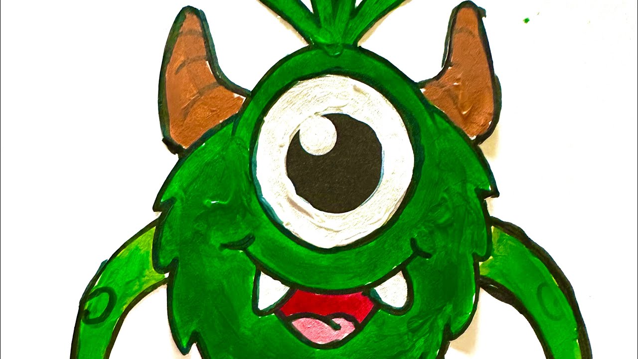 Colouring a monster Mike / Let’s draw raw together / kids craft