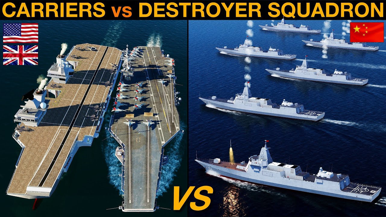 US & UK Carrier Groups vs Six Chinese Type 055 Destroyers (Naval Battle 138) | DCS