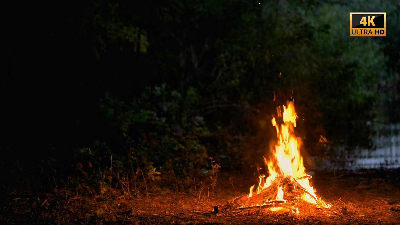 Campfire Ambience for Relaxation 🔥 | Outdoor Fire Sounds Under the Night Sky (4K)