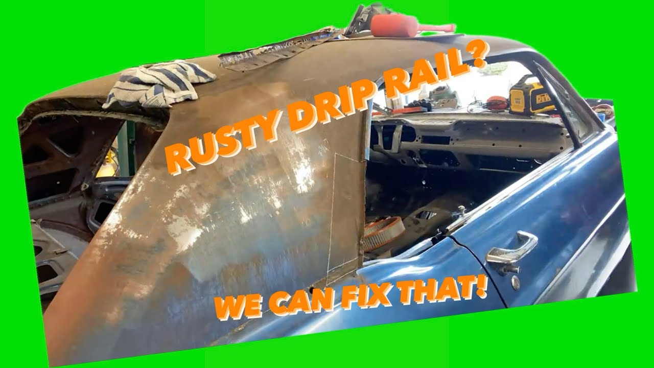 Repair of the rear drip rail & sail panel on a 1968 mustang.