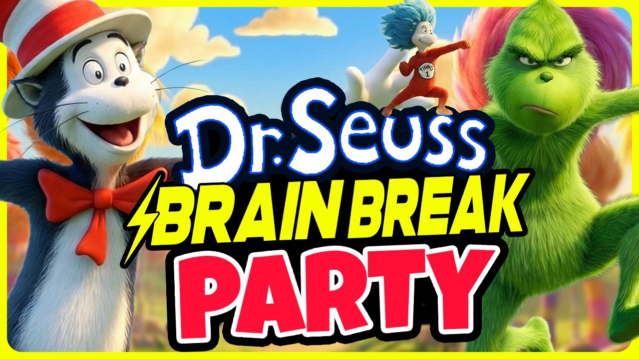 Dr. Seuss Brain Break Party ⚡️ Freeze Dance for Kids ⚡️ Run & Stomp ⚡️ Read Across America