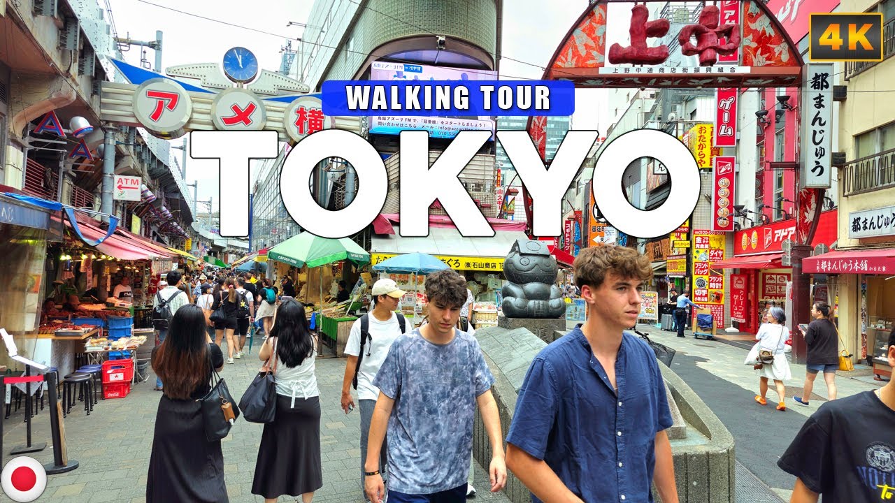 Токио, Япония — станция Уэно и торговая улица Амейоко Vlog 4K Walking Tour