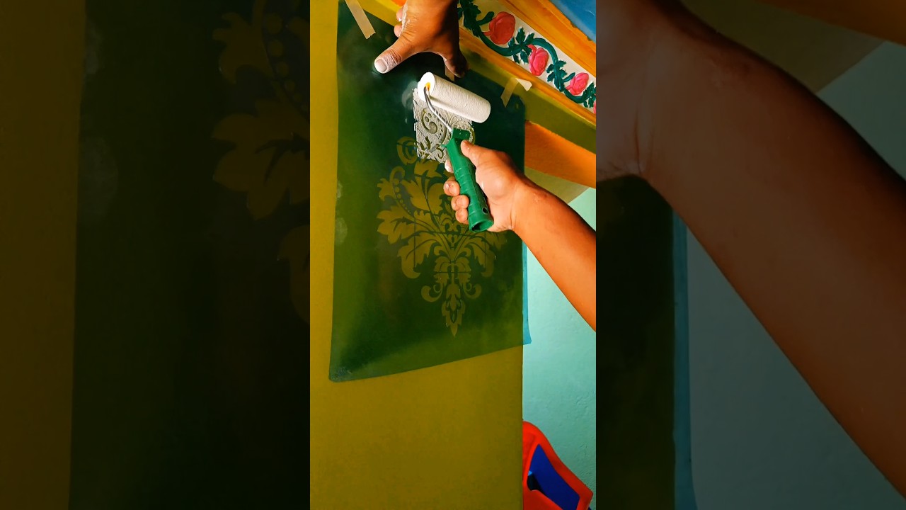 Stencil Design// wallpainting #art #craftingvideo #trendingvideo #viralvideo #shortfeed #shorts